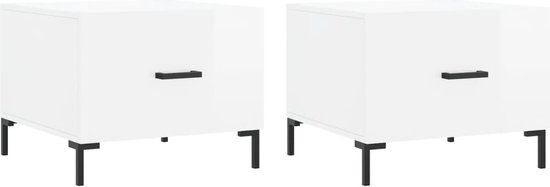 vidaXL Salontafels 2 stuks 50x50x40 cm Bewerkt Hout Hoogglans Wit
