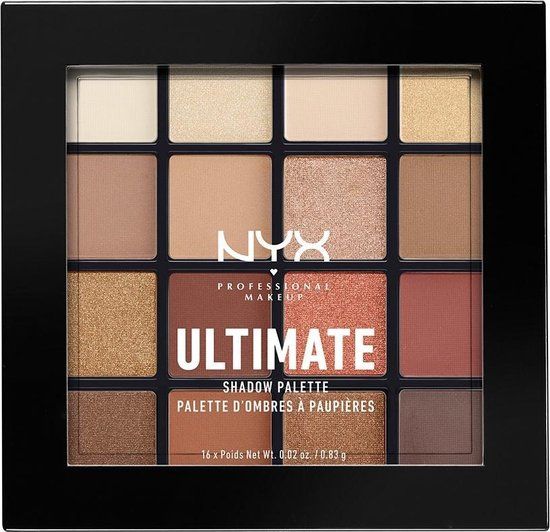 NYX Professional Makeup Ultimate Shadow Palette - Warm Neutrals - 16 Colors - 13.3g