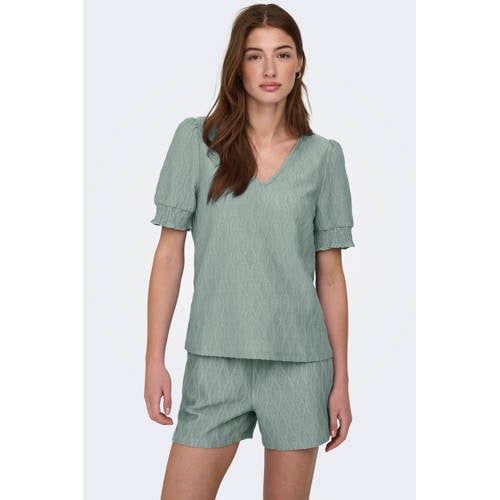 ONLY - ONLDIANA S/S V-NECK TOP CS JRS - Meisjes - T-shirts - L - Lichtgroen