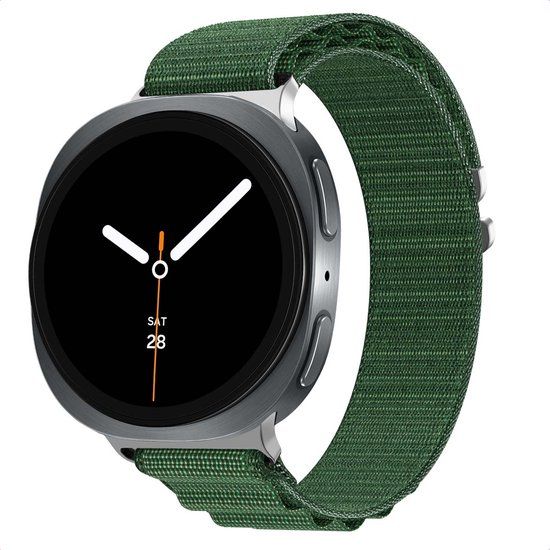 imoshion Nylon Alpine bandje - Geschikt voor Samsung Galaxy Watch 9 (40/44mm) / Watch 8 (40/44mm) / Classic (46mm) - Donkergroen