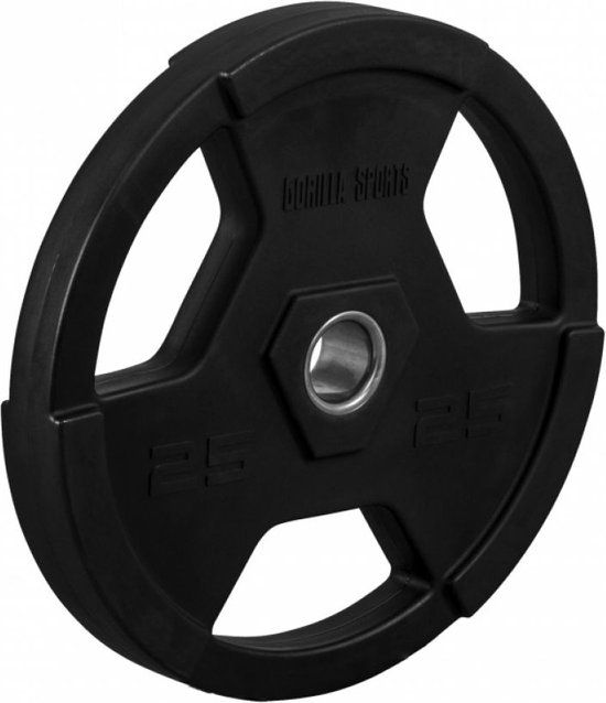 Gorilla Sports Olympische Halterschijf 25 kg - Gripper Kunststof - Zwart - 50/51 mm