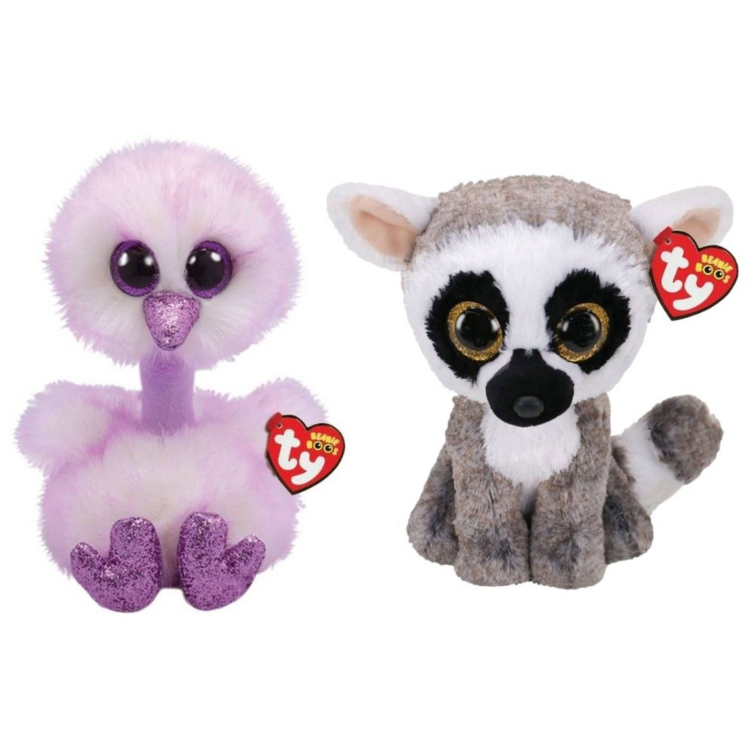 TY - Knuffel - Beanie Buddy - Kenya Ostrich & Linus Lemur - 2023 - Meerkleurig