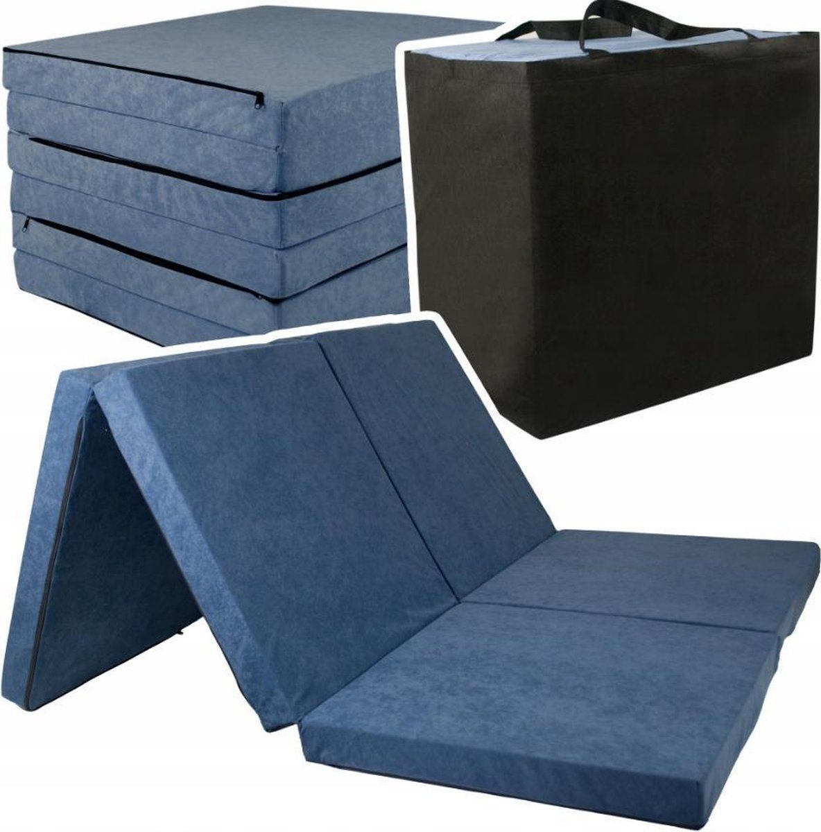 Viking Choice Opvouwbaar Matras 2 Persoons - 195x120x7cm - Navy - Wasbare Hoes