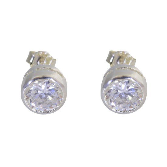 Behave - Oorknoppen - 925 Sterling Zilver - Zirconia - 8mm - Rond - Unisex