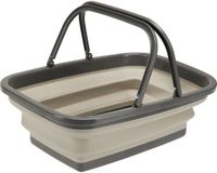 Merkloos Wasmand/boodschappen mand - opvouwbaar - met hengsel - kunststof - 30L - beige - 38 x 28 x 15 cm - winkelmand