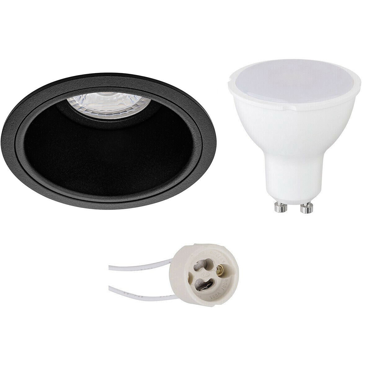 BES LED Voordeelset LED Spot Set - Aigi - Pragmi Minko Pro - GU10 Fitting - Inbouw Rond - Mat Zwart - 8W - Warm Wit 3000K - Verdiept - Ã˜90mm