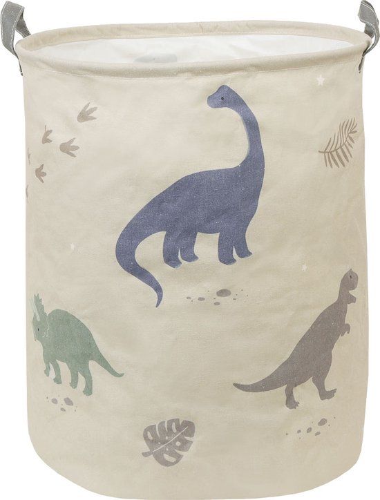 A Little Lovely Company Opbergmand Kinderkamer - Dinosaurussen - Khaki - 63L