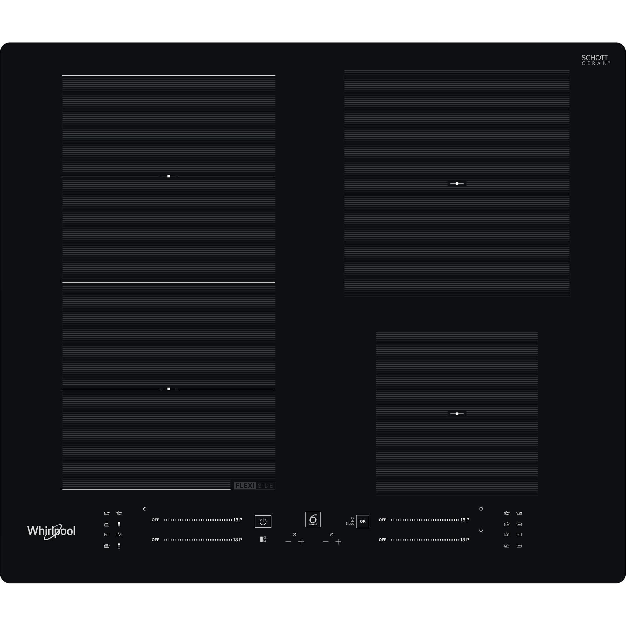Whirlpool WF S7560 NE Zwart Ingebouwd 60 cm Inductiekookplaat 4 zones