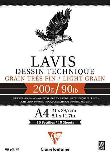 Clairefontaine 96331C tekenblok Lavis - 40 vellen - 160 g - 21 x 29,7 cm - wit