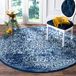 SAFAVIEH Evoke Collection EVK256A Oosters tapijt in used look, 90 x 90 cm, rond, marineblauw/ivoor