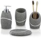 Ibenzoa® Élégant set de 4 organisateurs de salle de bain avec porte-brosse à dents et distributeur de savon aspect pierre gris