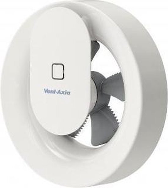 Vent-axia SvaraZ, app-gestuurde keuken- badkamer wandventilator, aansluitklem, O99mm, 110m3/h, 230V, IP44, hxbxd 177x177x81mm, wit