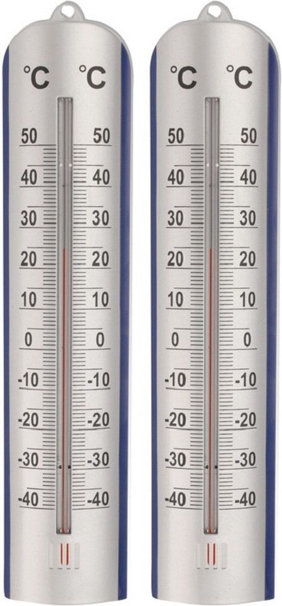 Lifetime Garden Set - 2x Outdoor Thermometer Silver - 27 cm - Plastic