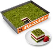 KADAX Bakplaat, Bakvorm voor Cake, Taart, Brood, Brownie, Staal anti-aanbak, Taartpan, stevig, Cake Bakvorm, gemakkelijk schoon te maken, rechthoekig, zilver (27,5 x 22,5 x 6cm)