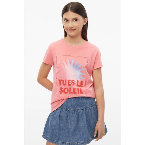 s.Oliver T-shirt roze Meisjes Katoen Ronde hals Printopdruk - maat 134/140