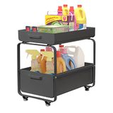 Todeco Opbergrek voor ondertafel, keukenorganizer met 2 etages, opslag onder de gootsteen, schuiforganizer voor keuken, kast, badkamer, koolstofstaal (zwart)