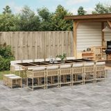 Maison Exclusive - 17-delige set de jardin avec coussins, polyrotin beige