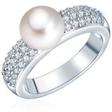 Valero Pearls Parel Ring - Sterling Zilver - Zirkonia - Wit