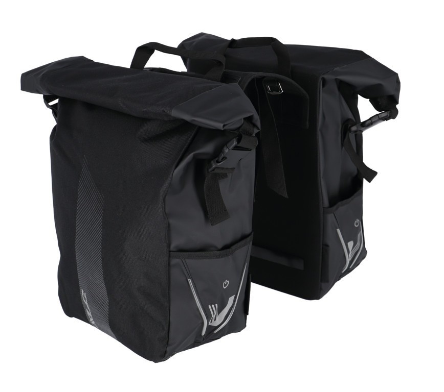 XLC Dubbele Fietstas V-Light Rolltop BA-S106 Zwart