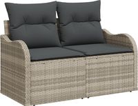 vidaXL Tuinbank - Set - 10 stuks - Lichtgrijs - Polyrotan