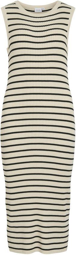 VILA - VIMALU RIB S/L O-NECK KNIT DRESS - Dames - Mini jurken - L - Sandshell