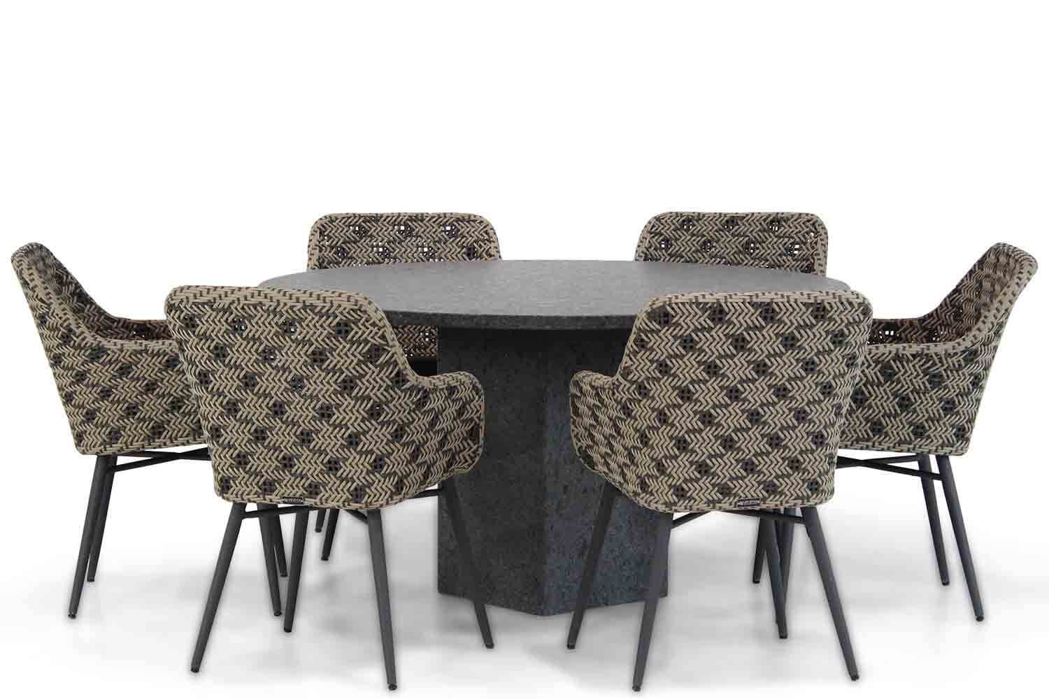 Lifestyle Garden Furniture Lifestyle Crossway/Graniet 140 cm dining tuinset 7-delig