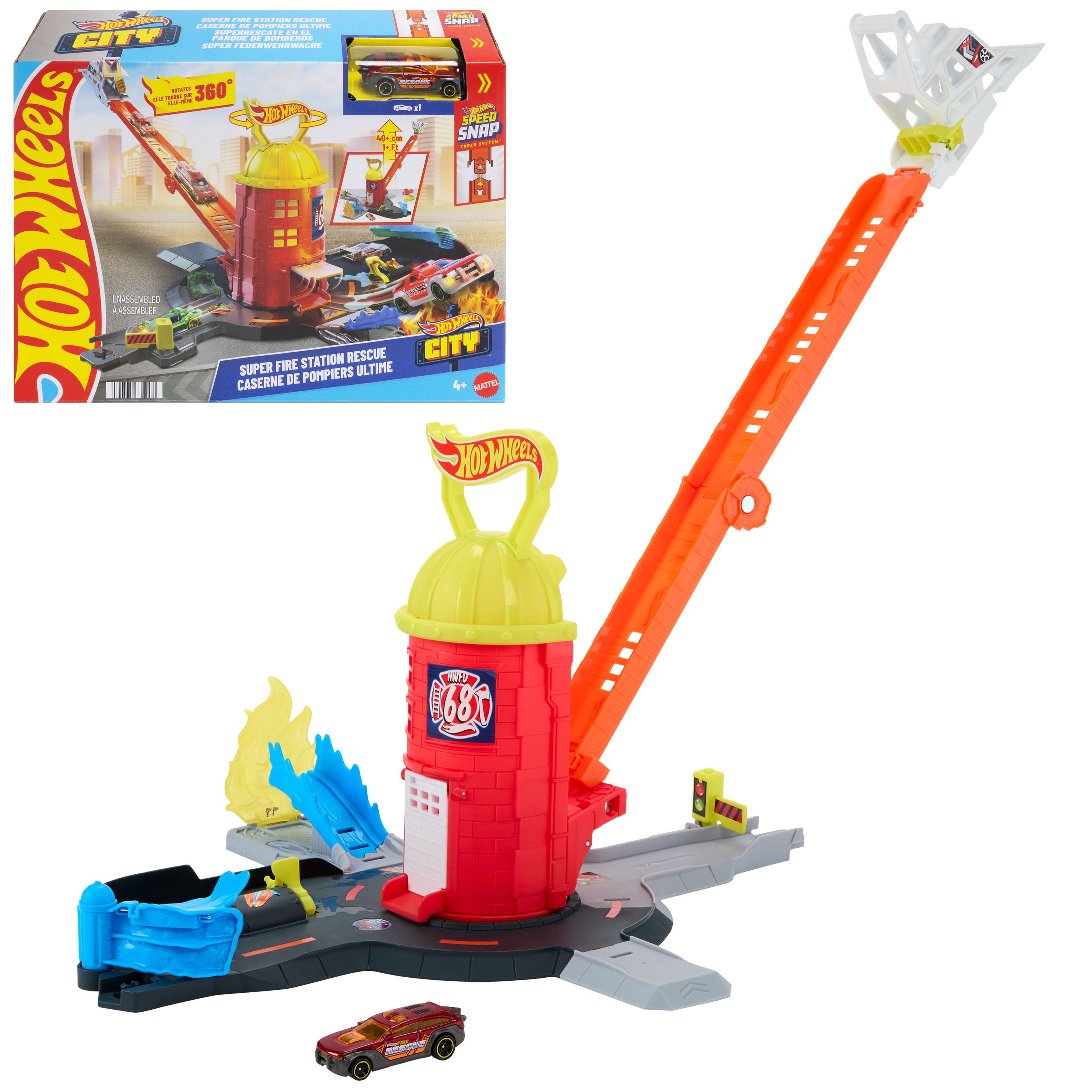 Hot Wheels City Superredding Brandweerkazerne speelset en speelgoedauto