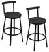 Set de 2 tabourets de cuisine - Tabourets de bar - 51,5 x 51,5 x 89 cm - Avec accoudoirs - Non pivotant - À monter soi-même - Noir