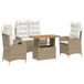 vidaXL 4-delige Tuinset met kussens, poly rattan, beige