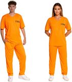 Partychimp Oranje Gevangenis Kostuum Unisex Boevenpak Carnaval Themafeest Verkleedkleding Volwassenen -Oranje - Unisex- S/36