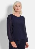 Goldner Chiffonblouse Elegante top met lange mouwen en glittermouwen