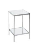 HAKU Bijzettafel chroom metaal poten met verstelmogelijkheid spiegel 5 mm sofatafel salontafel hoekig - Maat: B 28 cm x H 46 cm x D 28 cm, Stijl: Art Deco