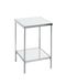 HAKU Bijzettafel chroom metaal poten met verstelmogelijkheid spiegel 5 mm sofatafel salontafel hoekig - Maat: B 28 cm x H 46 cm x D 28 cm, Stijl: Art Deco