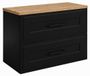 3xE living Armoire de salle de bain, suspendue, 80 cm de large, avec tiroirs, corps noir, portes en chêne "Craft", poignées noires, dimensions : 80 x 46 x 58,6 cm