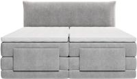 Vente-unique Lit boxspring tissu gris clair 2 x 90 x 200 cm