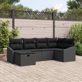 vidaXL - Bank loungeset - 4 zitplekken - Zwart - Polyrattan
