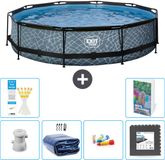 EXIT Toys EXIT Rond Stone Frame Zwembad - 360 x 76 cm - Inclusief Pomp - Solarzeil