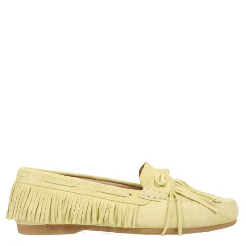 DWRS Parral suède leren mocassins lichtgeel