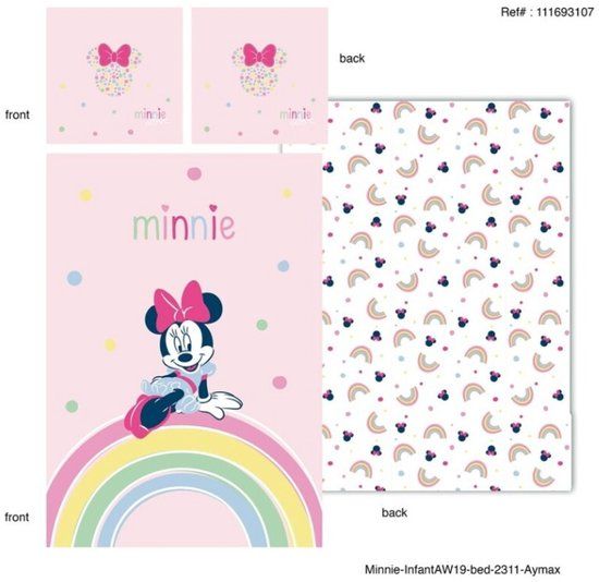 4KidsOnly Disney Minnie Mouse Dekbedovertrek Rainbow - 140 x 200 cm / 65 x 65 cm - Polykatoen