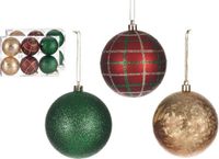 Krist+ Gedecoreerde Kerstballen - 18x - Rood/Groen/Goud - Kunststof - 8 cm