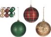 Krist+ Gedecoreerde Kerstballen - 18x - Rood/Groen/Goud - Kunststof - 8 cm