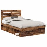 vidaXL Bedframe met hoofdeinde Oudhout 135 x 190 cm Massief grenenhout