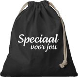 Bellatio Decorations Canvas cadeautasje Speciaal voor jou zwart met koord 25 x 30 cm