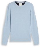 Tom Tailor - Basic gebreide trui van katoen - Maat L - Pale Blue Mélange