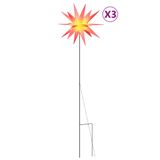 vidaXL Lampes de Noël avec piquet de terre et LED 3 pcs 35 cm rouge