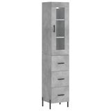 vidaXL Hoge kast, betonkleur, 34,5 x 34 x 180 cm, houtvezelplaat