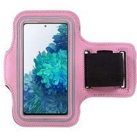 Phonillico® Roze sportarmband compatibel Samsung A10/A20/A40/A41/S10/S20/S21 5G/S22 5G - Verstelbare bescherming Hardlopen Sport Gym
