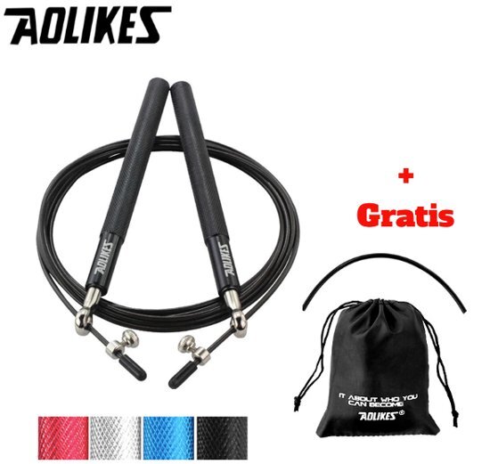 Aolikes RVS Verstelbaar Professioneel Springtouw met Kogellagers - Speed Rope - Fitness Sport -Jump Rope - Conditie - Bootcamp - Crossfit, Boxing, MMA, Interval Training & Double Unders - Weightloss - HIIT