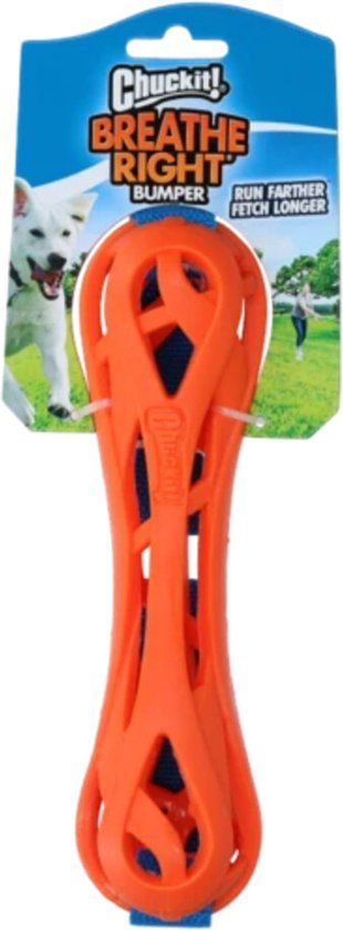 Chuckit! Breathe Right Bumper - Hondenspeelgoed - Apporteerspeelgoed - Drijvend - Oranje/Blauw - 22 cm