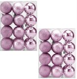 Boules de Noël 48 pièces Ø6cm - Mat Brillant Scintillant - Plastique Rose